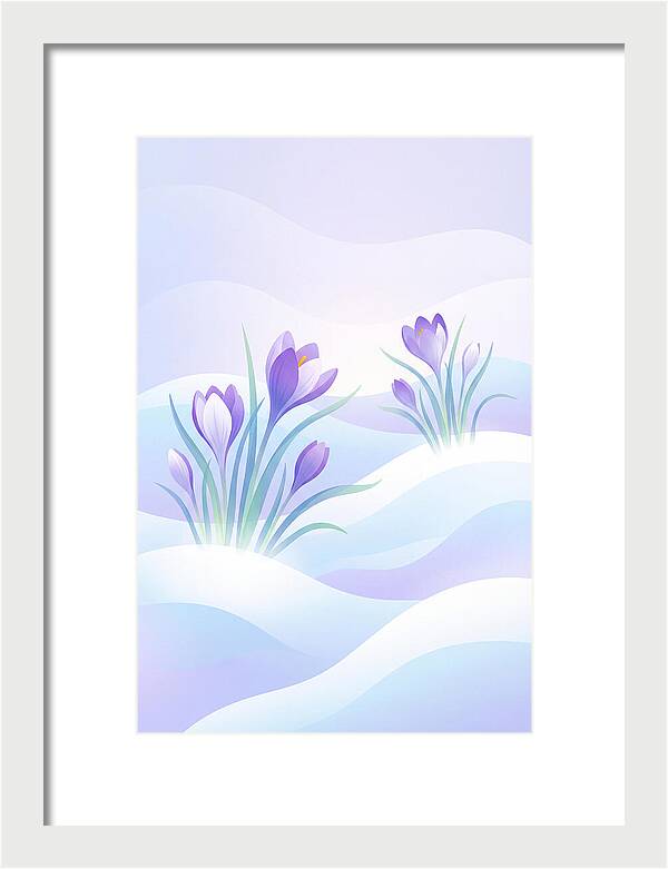 Crocus Flowers Emerging From Snow