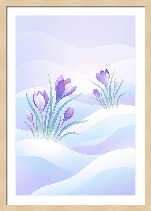 Crocus Flowers Emerging From Snow