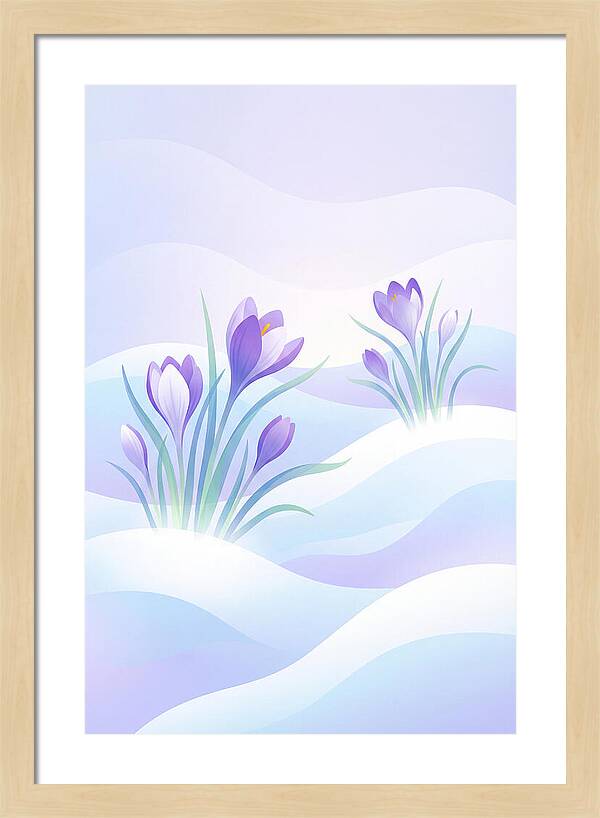 Crocus Flowers Emerging From Snow