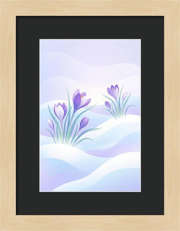 Crocus Flowers Emerging From Snow