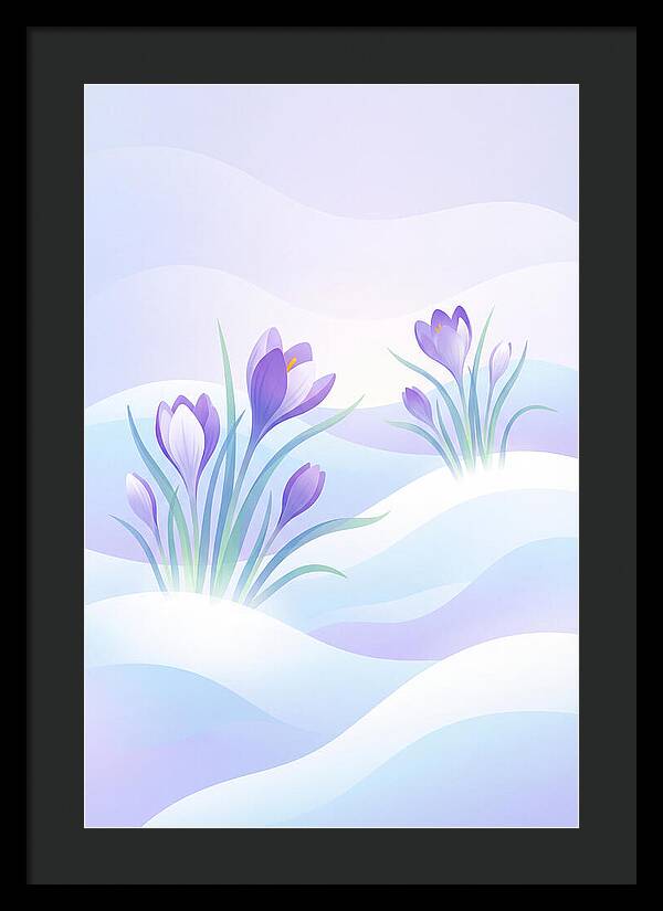 Crocus Flowers Emerging From Snow