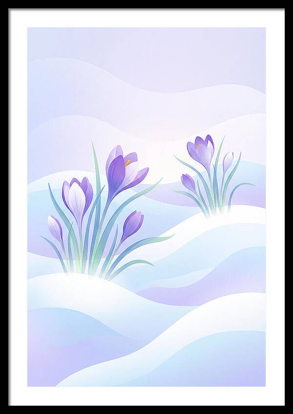 Crocus Flowers Emerging From Snow