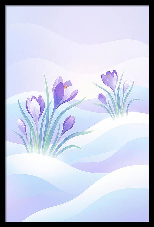 Crocus Flowers Emerging From Snow