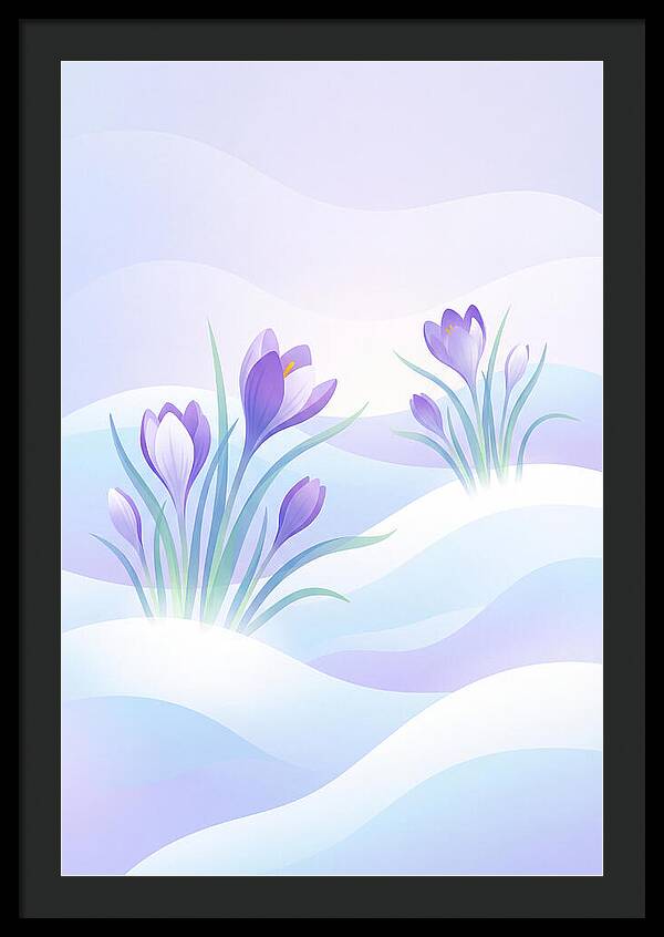 Crocus Flowers Emerging From Snow