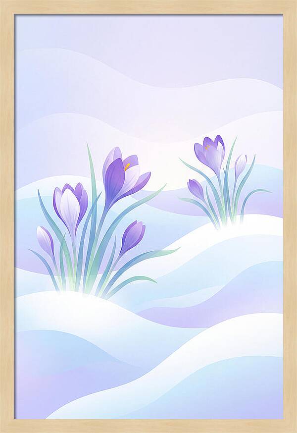 Crocus Flowers Emerging From Snow