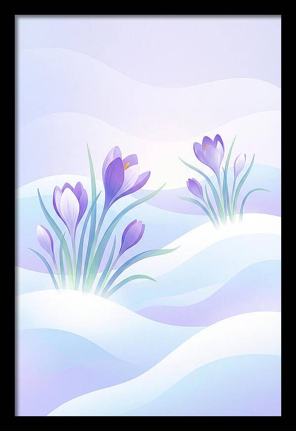 Crocus Flowers Emerging From Snow