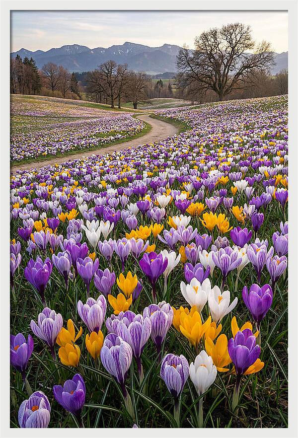 Crocus Spring Blooming Fields