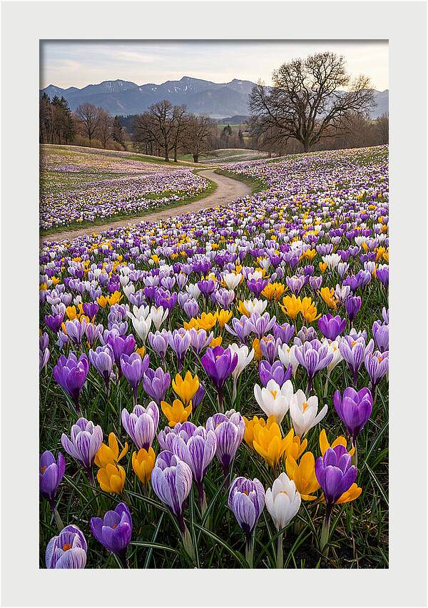 Crocus Spring Blooming Fields