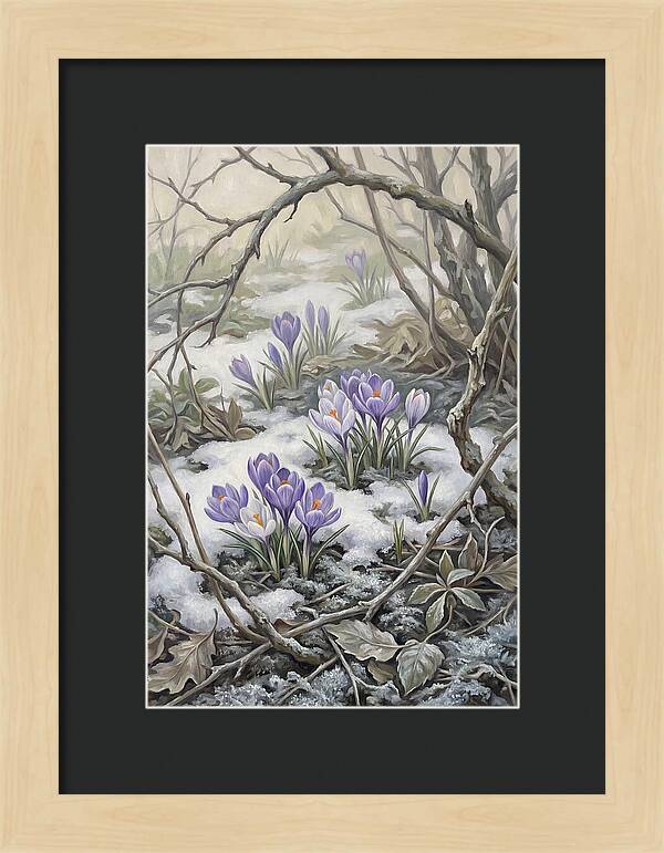 Crocuses Emerging Through Snow