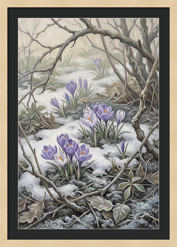 Crocuses Emerging Through Snow