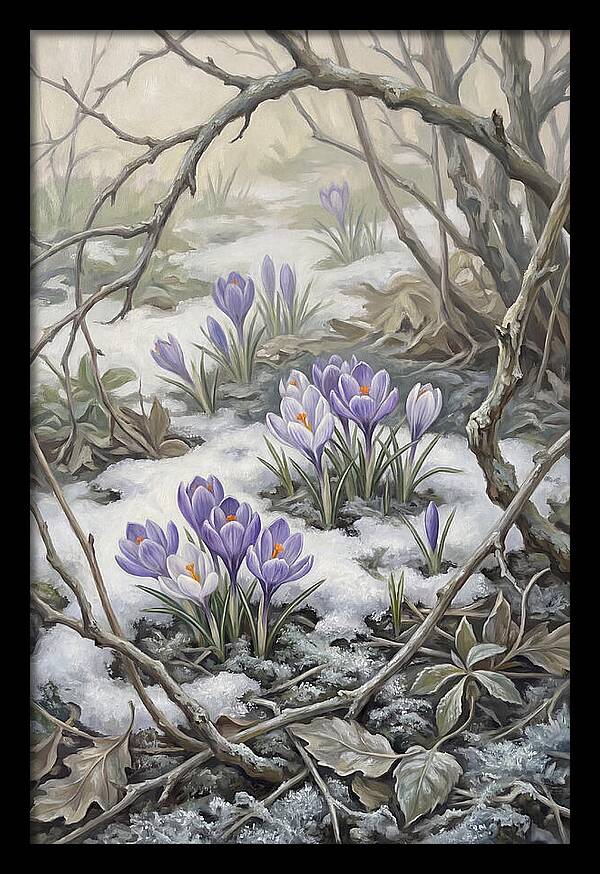 Crocuses Emerging Through Snow