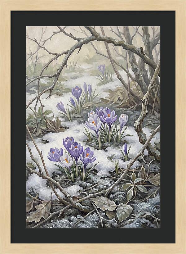 Crocuses Emerging Through Snow