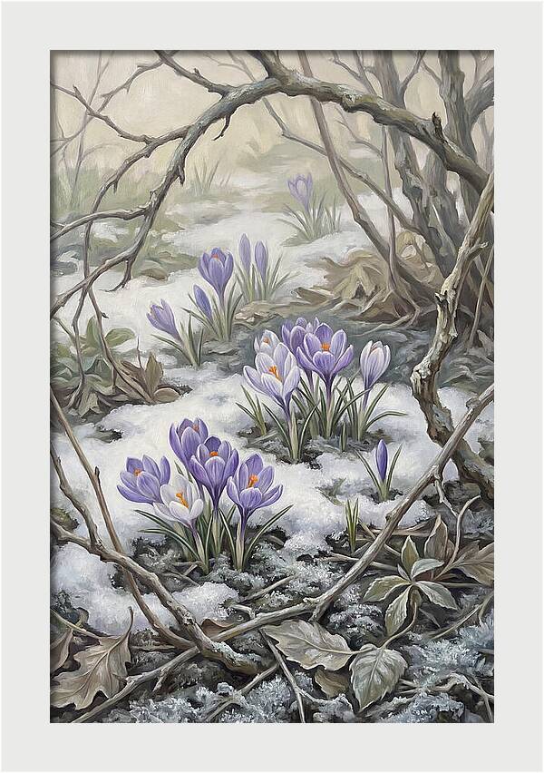 Crocuses Emerging Through Snow