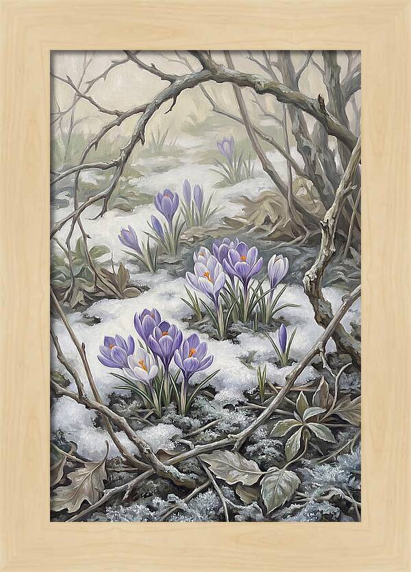 Crocuses Emerging Through Snow
