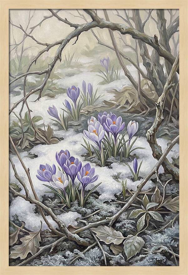Crocuses Emerging Through Snow