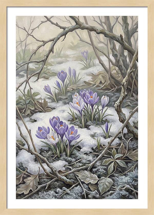 Crocuses Emerging Through Snow