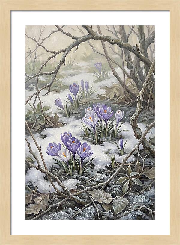 Crocuses Emerging Through Snow