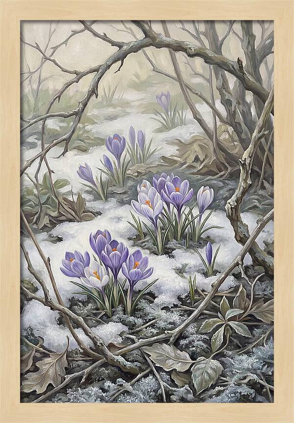 Crocuses Emerging Through Snow