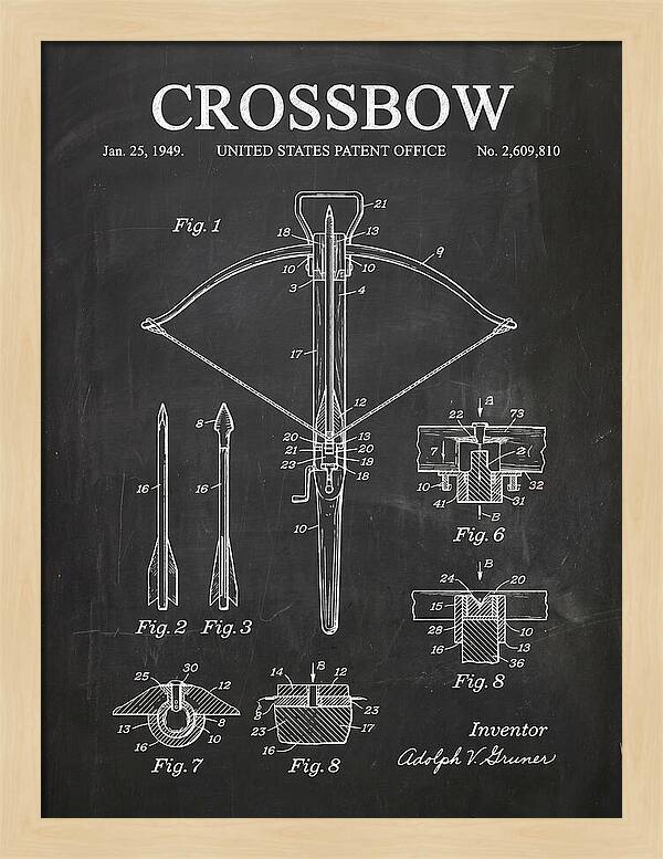 Crossbow Chalkboard Patent Us2609810a