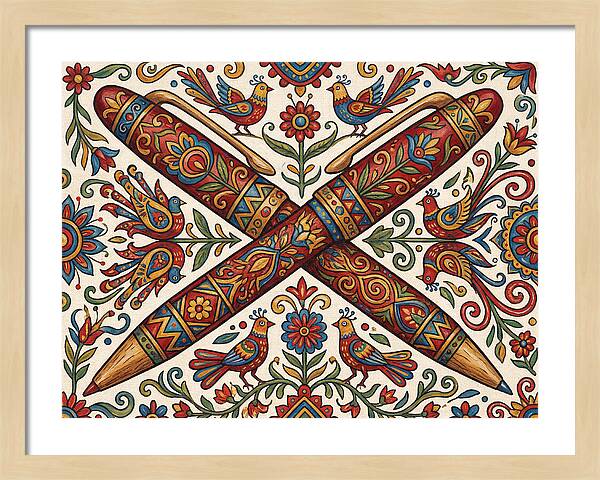 Crossed Pens With Floral Motif
