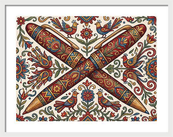 Crossed Pens With Floral Motif