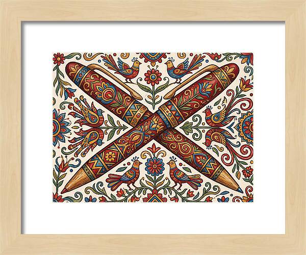 Crossed Pens With Floral Motif