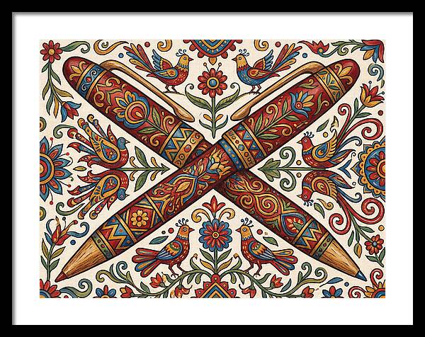 Crossed Pens With Floral Motif