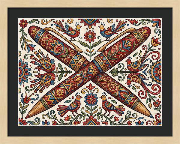 Crossed Pens With Floral Motif