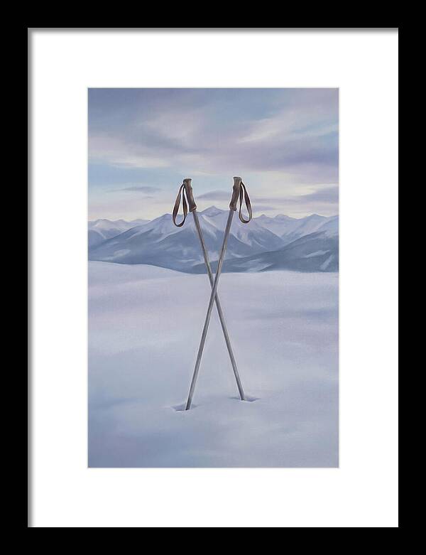 Crossed Ski Poles In Snow