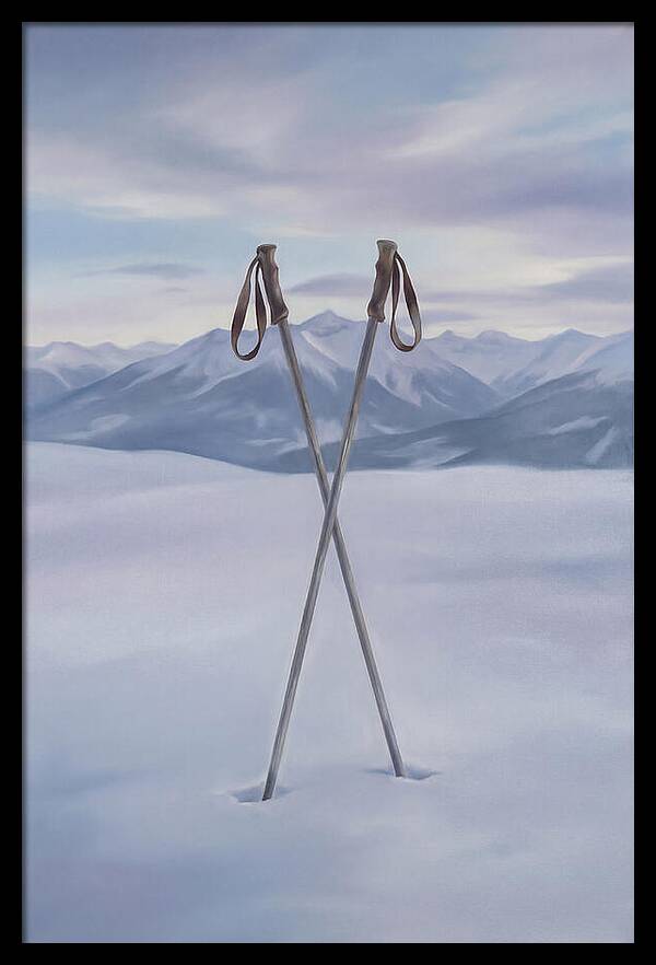Crossed Ski Poles In Snow