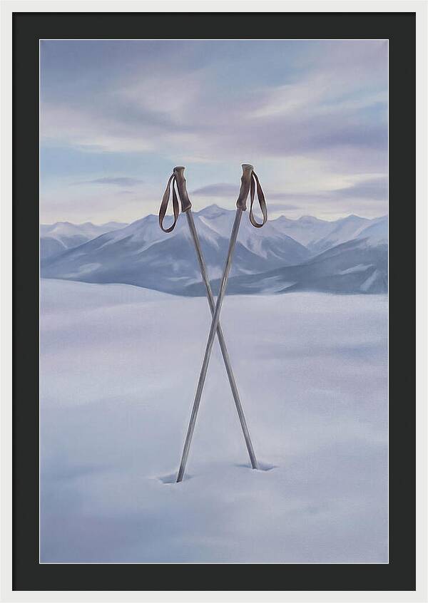 Crossed Ski Poles In Snow