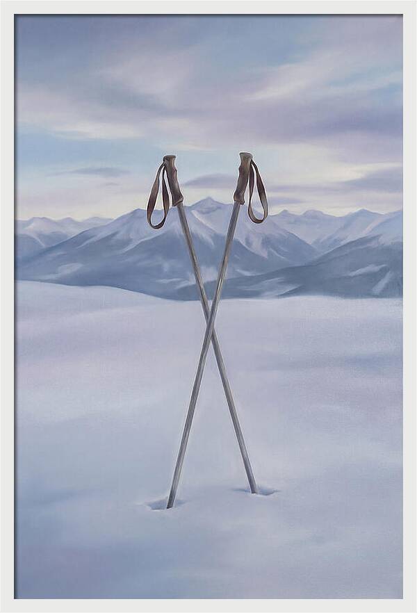 Crossed Ski Poles In Snow
