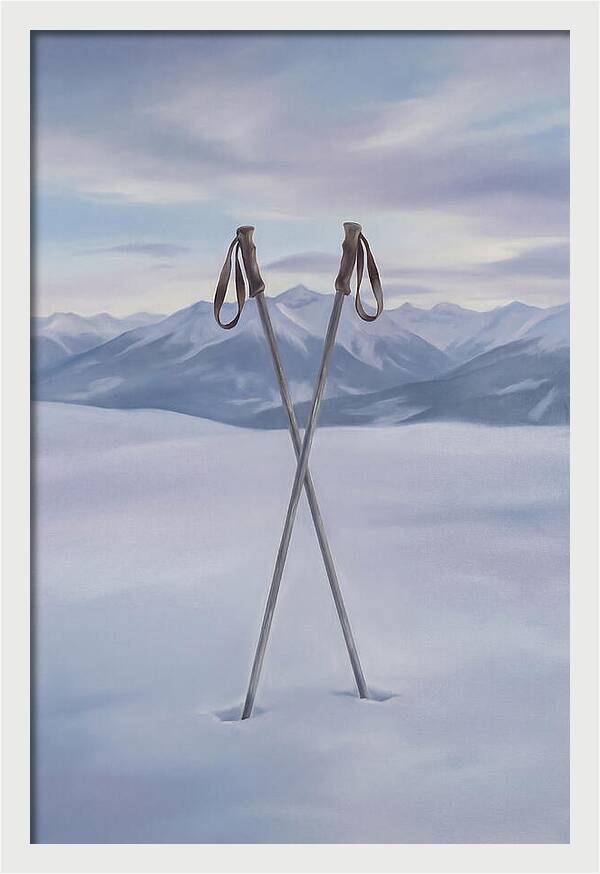 Crossed Ski Poles In Snow