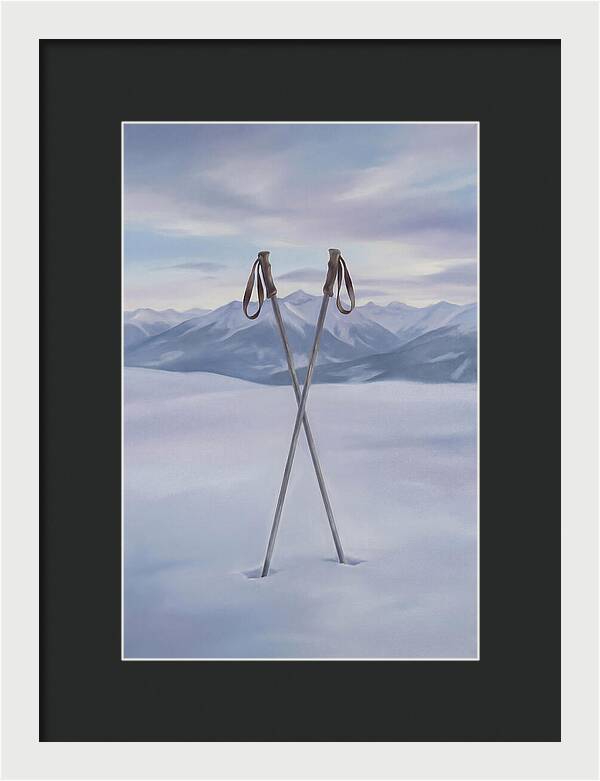 Crossed Ski Poles In Snow