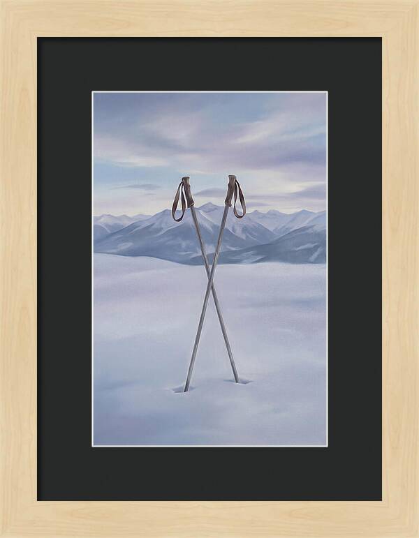 Crossed Ski Poles In Snow