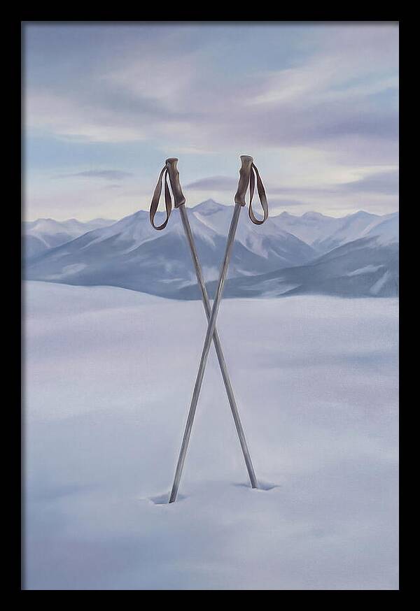 Crossed Ski Poles In Snow