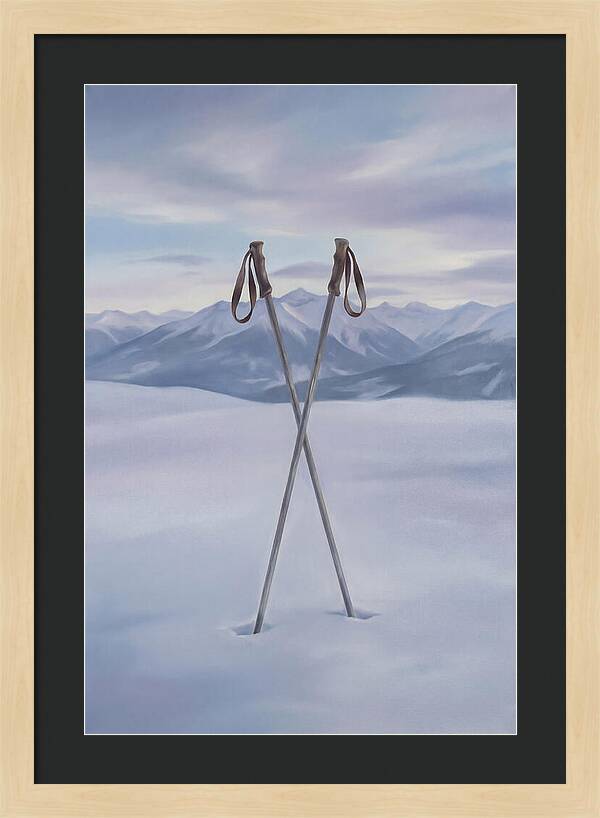 Crossed Ski Poles In Snow