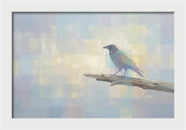 Crow Perched On Weathered Wood