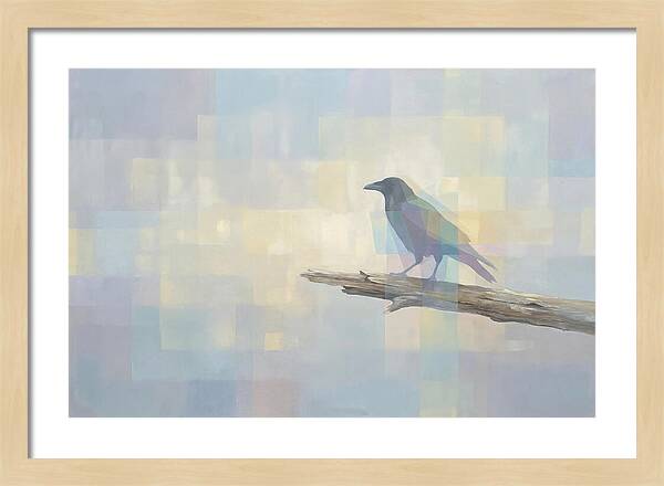 Crow Perched On Weathered Wood