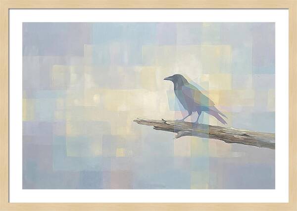 Crow Perched On Weathered Wood