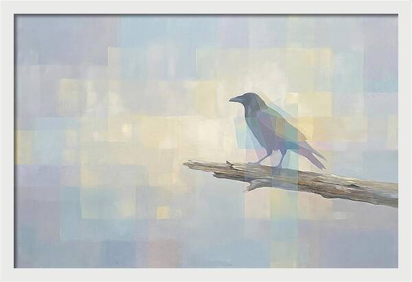 Crow Perched On Weathered Wood