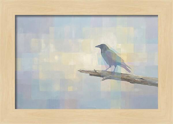 Crow Perched On Weathered Wood