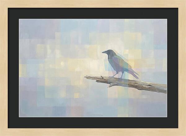 Crow Perched On Weathered Wood