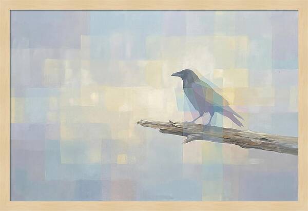 Crow Perched On Weathered Wood