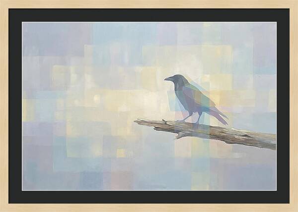 Crow Perched On Weathered Wood