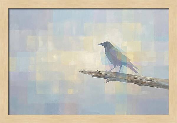 Crow Perched On Weathered Wood
