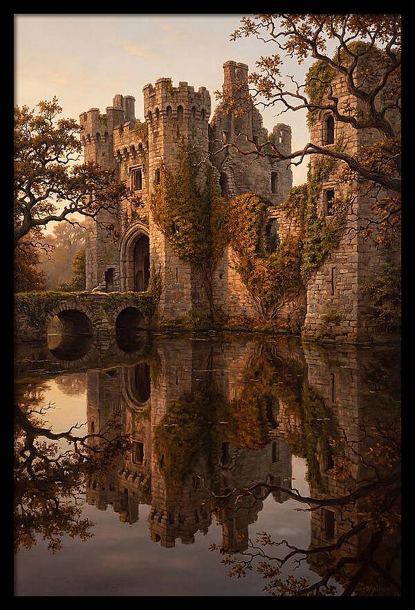 Crumbling Castle Reflected In Moat