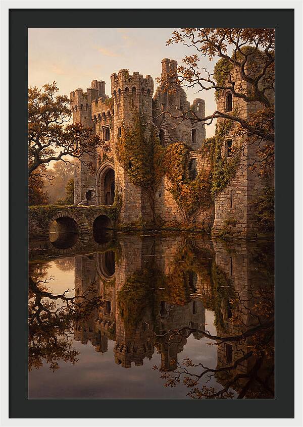 Crumbling Castle Reflected In Moat