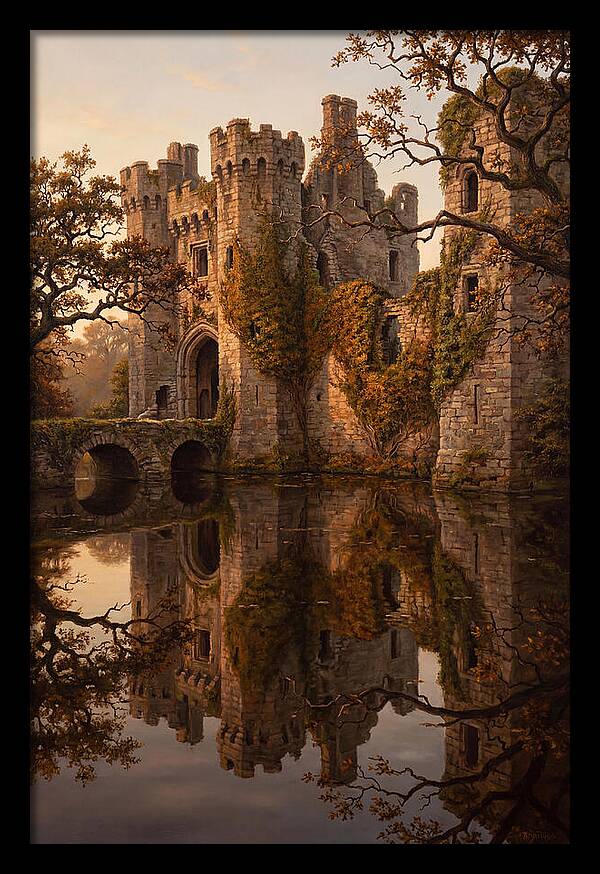 Crumbling Castle Reflected In Moat