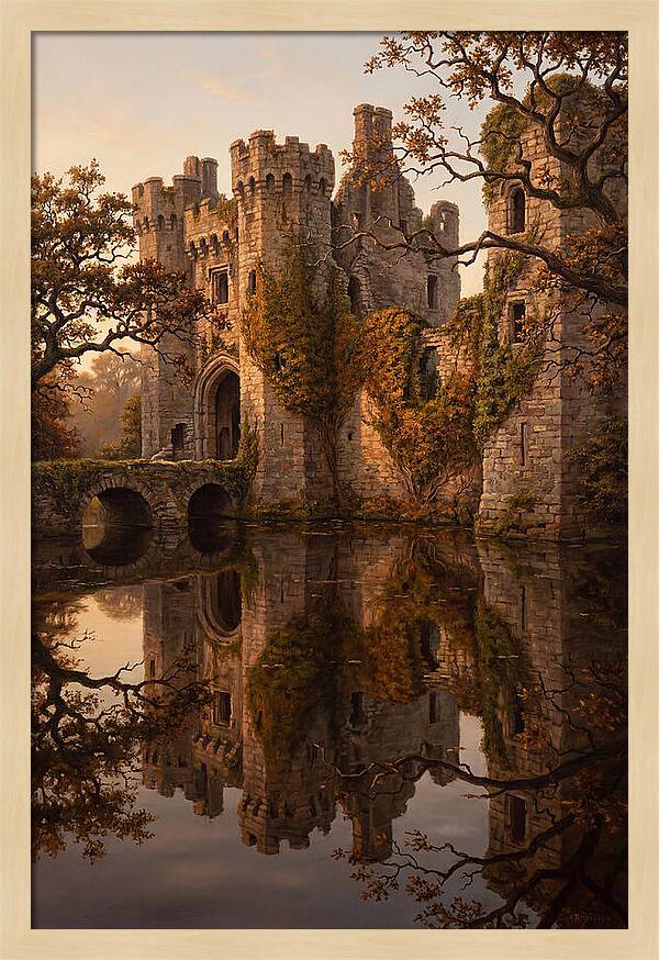 Crumbling Castle Reflected In Moat